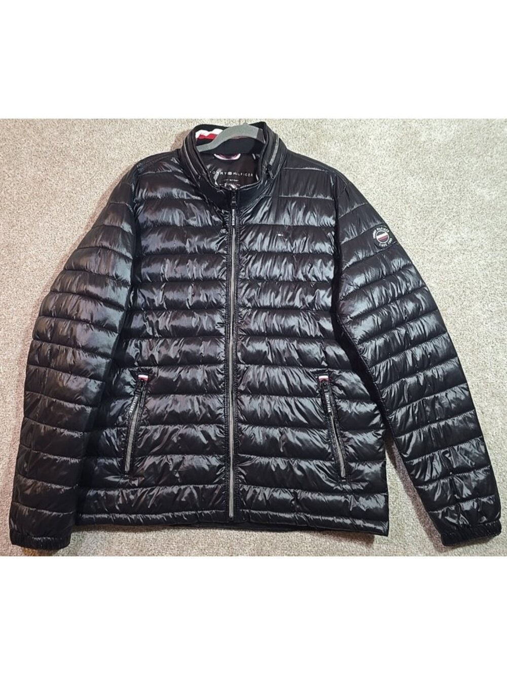 Tommy Hilfiger Ultra Loft Lightweight Full Zip Puffer Jacket Hidden Hood Men's L